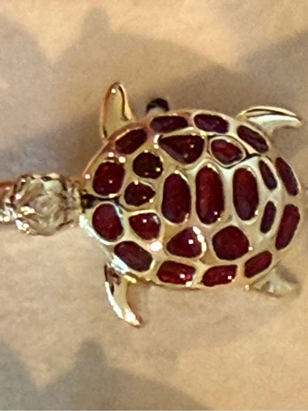 Men’s Gold Plated Turtle Cufflinks with Burgundy Enamel